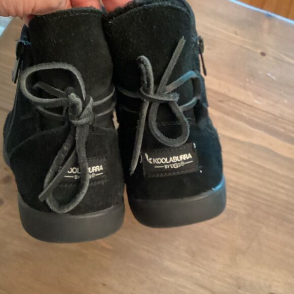 KOOLABURRA BY UGG SHAZI MINI BOOTS BLACK SIZE 8 SUEDE & WOOL SIDE ZIP BOOTS - Picture 3 of 6